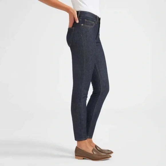 NEW Everlane Dark Indigo Mid Rise Skinny Ankle Jeans Size 24 - Picture 2 of 10
